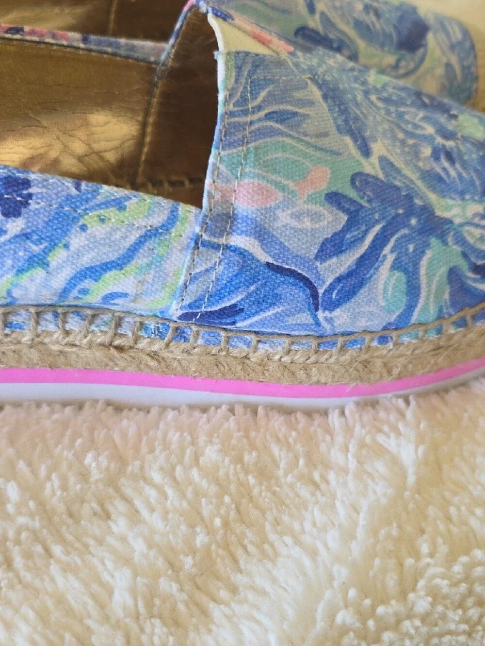 Lilly Pulitzer Blue Floral Canvas Espadrilles